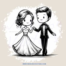 groom and bride cartoon sketch