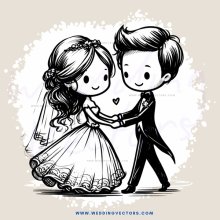 a bride and groom in black and white