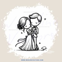 a couple in an embrace, surrounded by hearts
