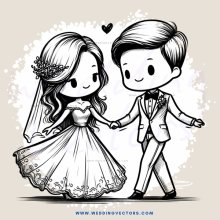 wedding illustration with bride and groom