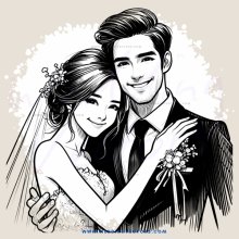 couple hugging for wedding photo