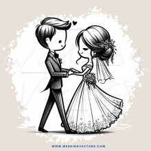 wedding animation in black and white style