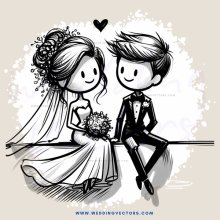 a bride and groom sitting next to each other
