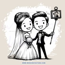 a new couple taking their wedding photo
