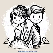 a bride and groom in black and white