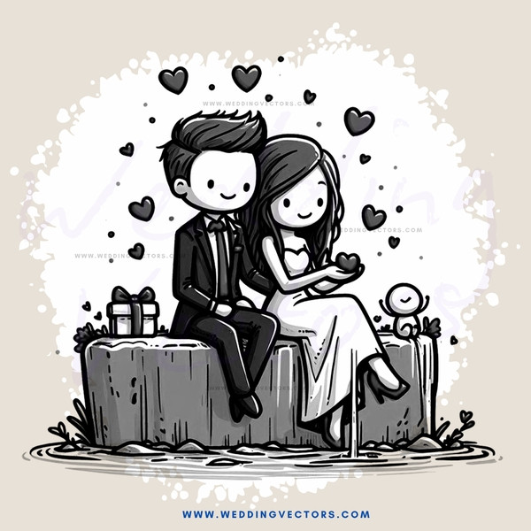 a couple sitting on a rock, holding hands and looking at each other