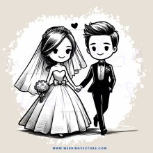 a bride and groom hold hands