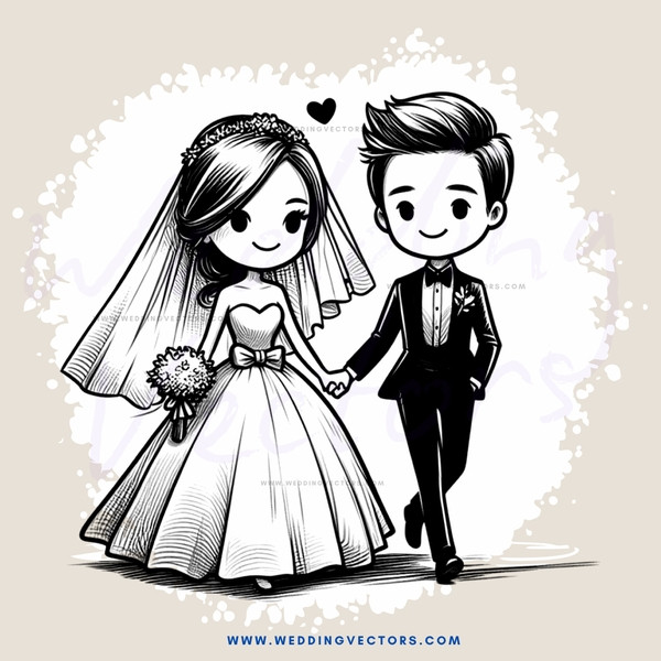 a bride and groom hold hands