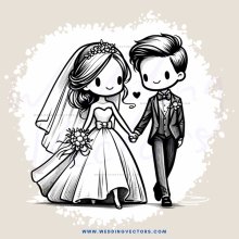 a bride and groom holding hands