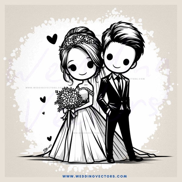 a bride and groom stand together