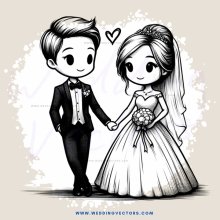 wedding animation drawing in black and white