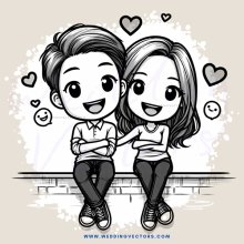 a cartoon boy and girl sitting next to each other
