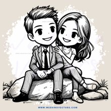 a couple sitting on a rock
