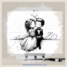 a wedding picture with an ellipse frame