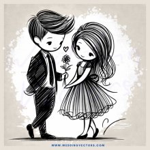 a man and woman holding a flower and giving each other a kiss