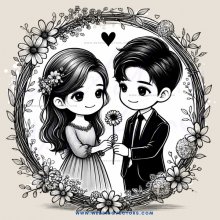 cartoon couple in wedding style illustration