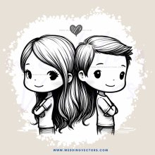 two kids facing each other with hearts above their heads
