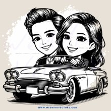 a couple in a car, both smiling and holding hands