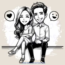 man and woman sitting down smiling at each other