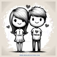 love and forever illustration in black and white