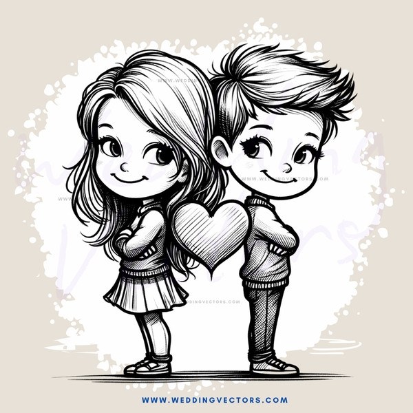 kissing boy and girl cartoon