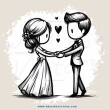 couple embracing in white wedding gown and suit