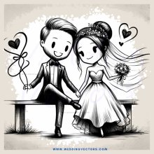 groom and bride cartoon