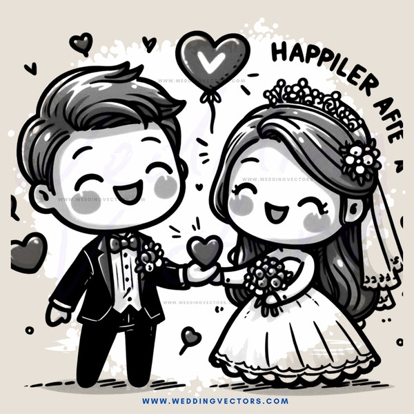 a bride and groom in a cartoon image