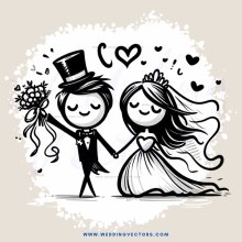 a bride and groom in black and white