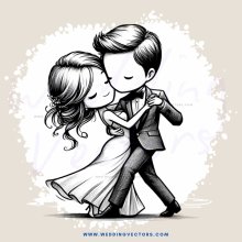 a man and woman dancing together in white