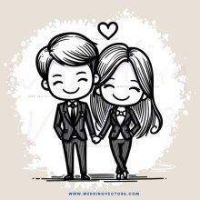 a couple standing together and holding hands