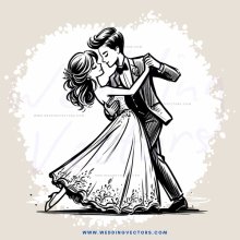 man and woman dancing in wedding gown
