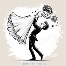 man and woman holding dress together