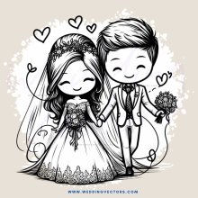 a bride and groom in love