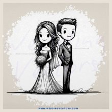a bride and groom in sketches