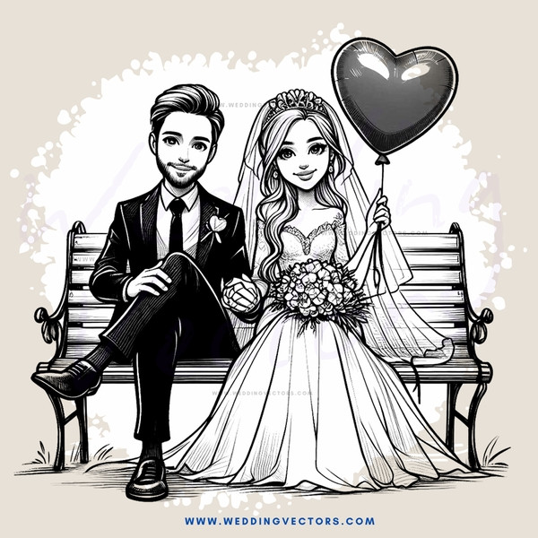 the newlyweds on their wedding day