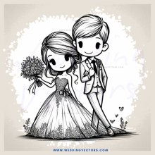 a boy and girl standing together with flowers