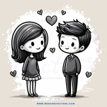 a boy and girl standing together