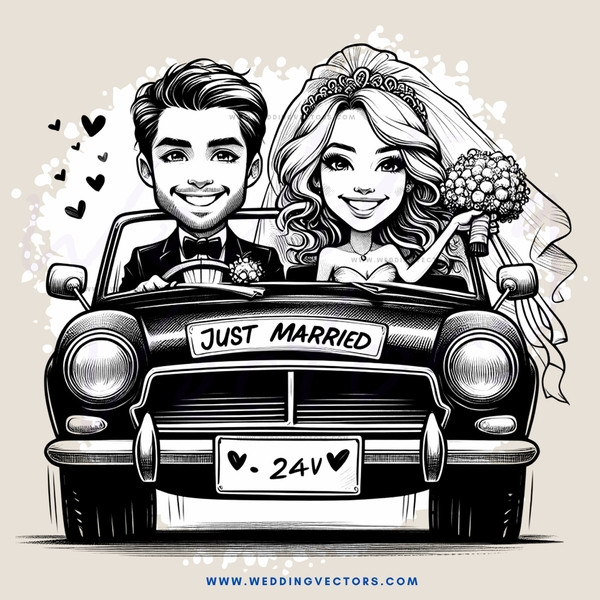 just married caricature