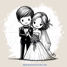 a couple standing and holding flowers