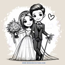 wedding bride and groom cartoon picture