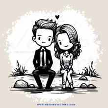 romantic couple sitting outdoors
