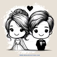 a bride and groom drawing