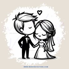 a young couple on their wedding day