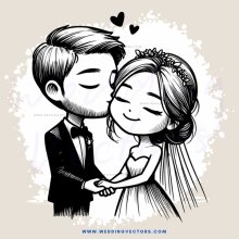 a couple in black and white wedding portrait