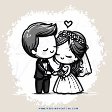 the newlyweds in their wedding attire