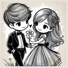 boy and girl holding flower