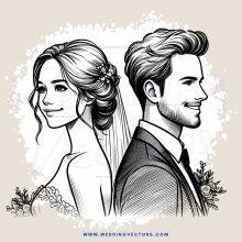 a man and woman in wedding attire