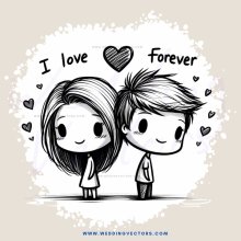 i love forever heart drawn in black and white with 3 hearts around it