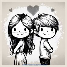 cartoon boy and girl standing together